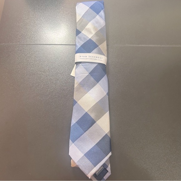 Ryan Seacrest Tie Distinction Blue Weho Check NWT - Picture 1 of 3